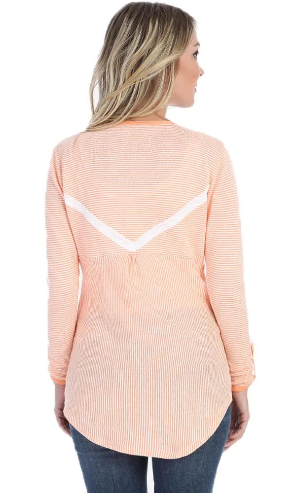 27255 Striped Cardigan - Light Orange & White