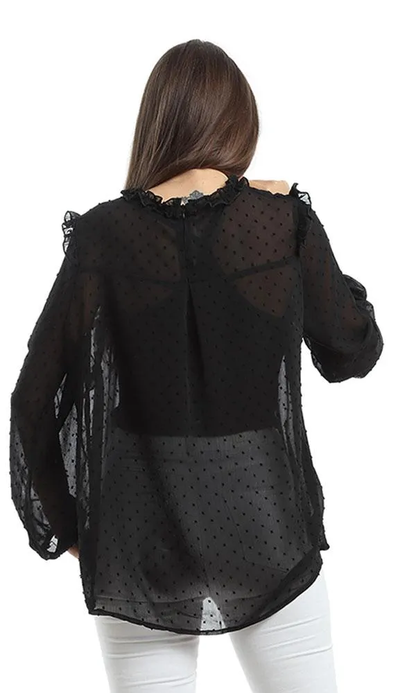 48418 Chiffon Slip On Blouse - Black