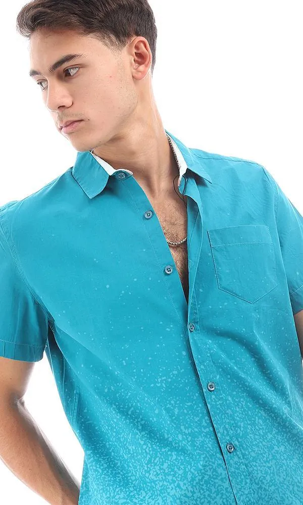 94550 Teal Shades Short Sleeves Buttoned Shirt