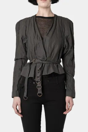 Acne Studios | Cropped belted metal thread jacket