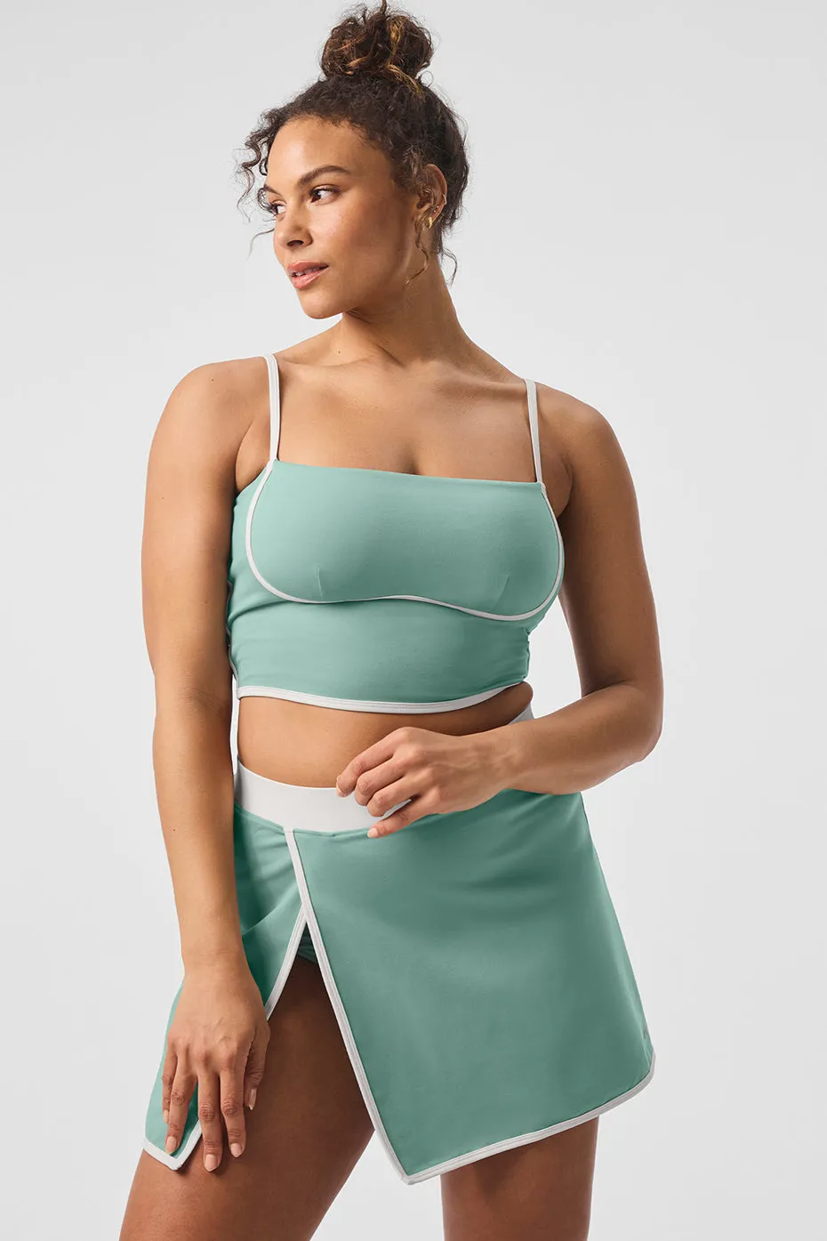 Airbrush Streamlined Bra Tank - Botanical Green/Ivory