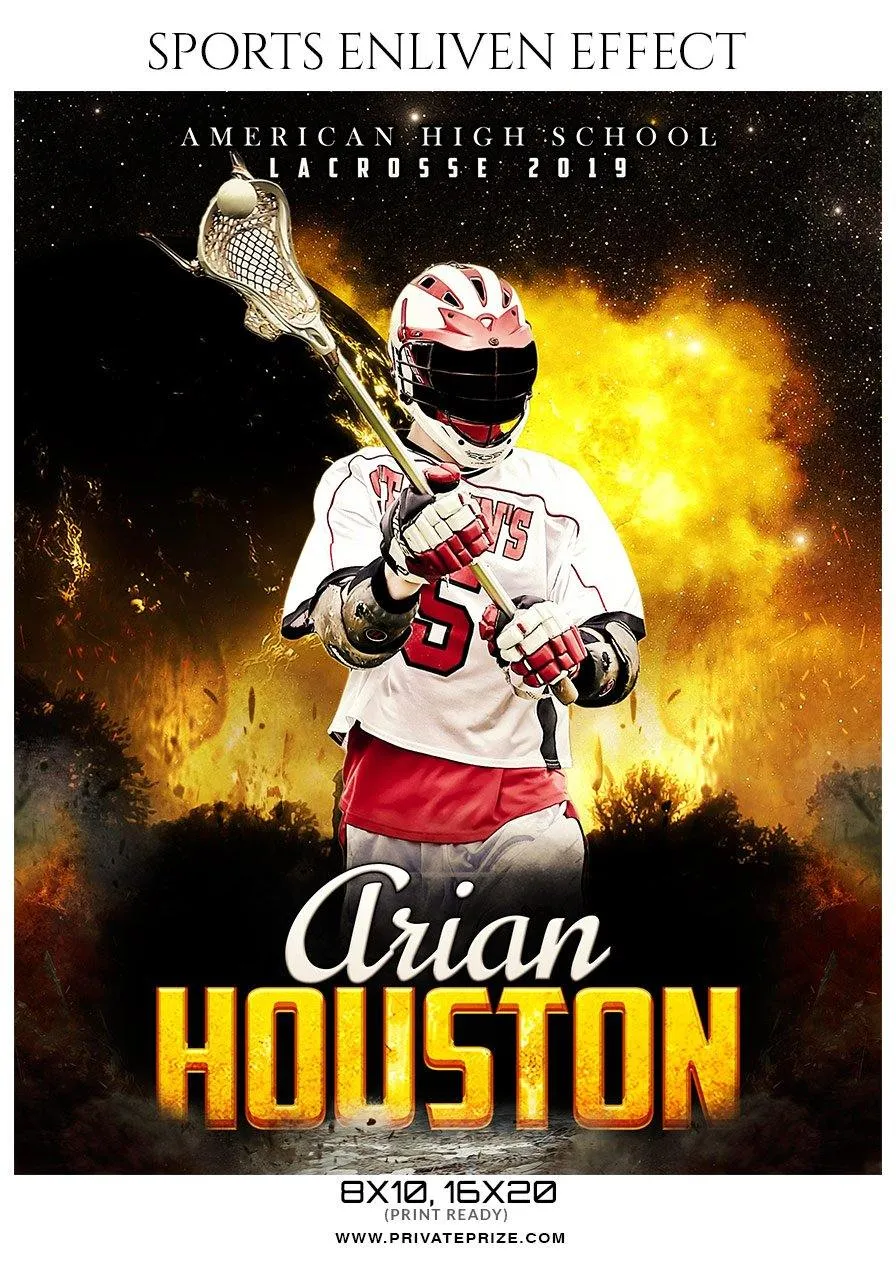 Arian Houston - Lacrosse Sports Enliven Effects Photography Template