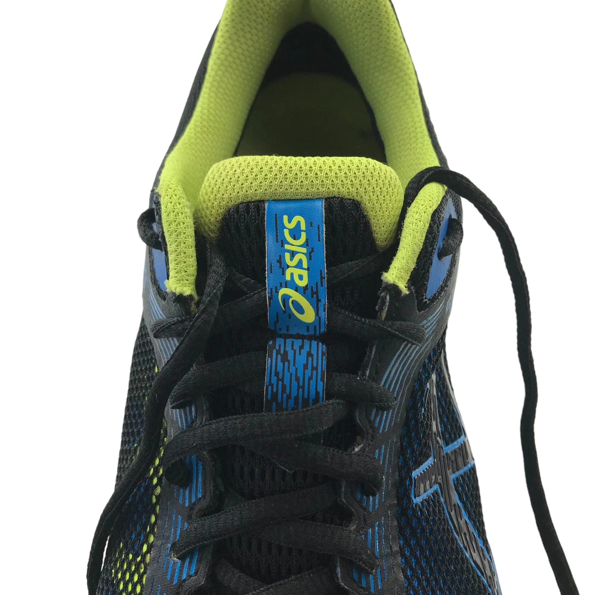 Asics Duomax GT-1000 trainers shoe size UK 7 navy and neon running shoes with laces