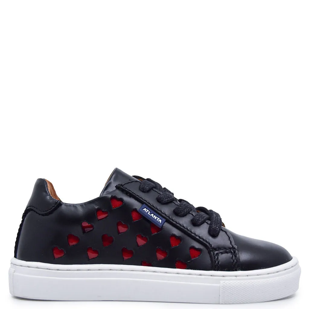 Atlanta Mocassin Black Hearts Zipper Sneaker