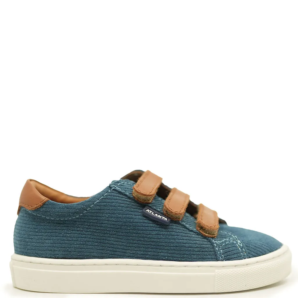 Atlanta Mocassin Blue and Brown Corduroy Sneaker