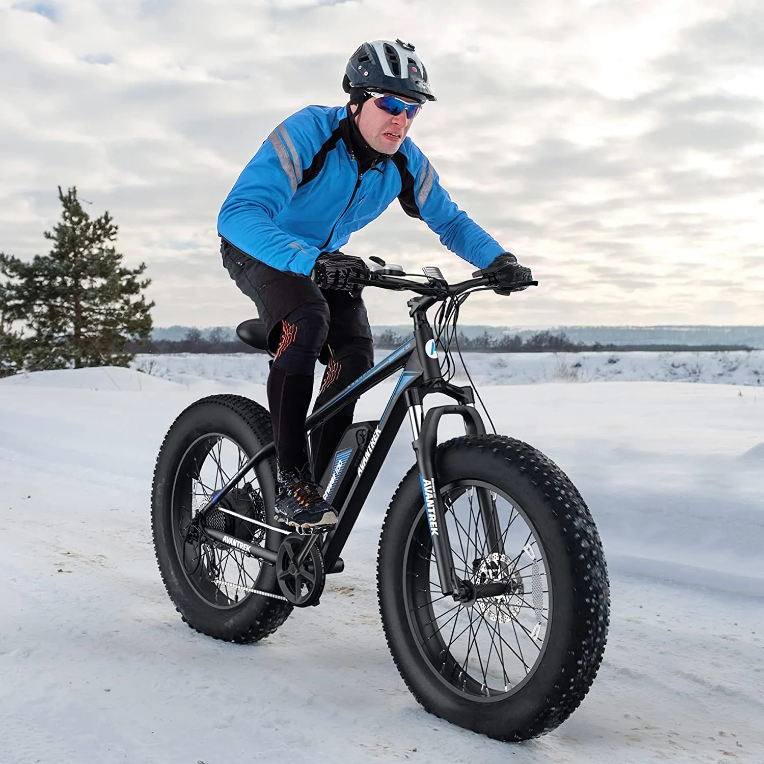 AVANTREK MacRover100 Fat Tire Electric Bike with Front Suspension, Brushless Motor, Large 468Wh Battery & 20 MPH Assist