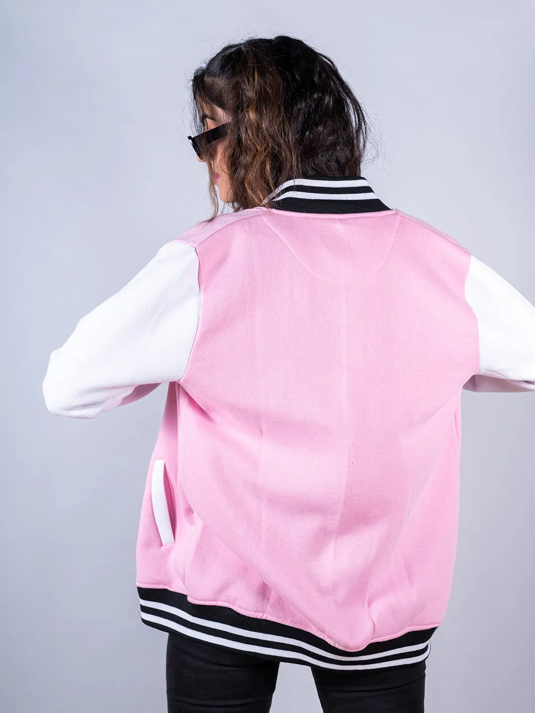 Baby Pink NY Varsity Jacket