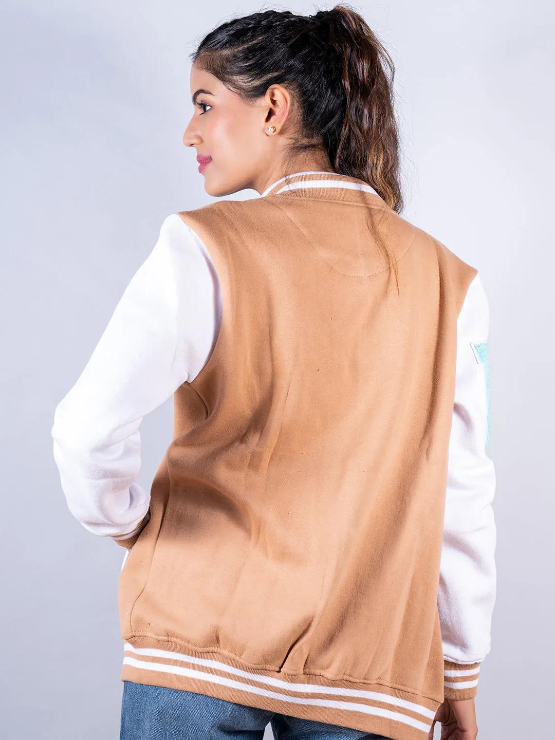 Beige LA Varsity Jacket