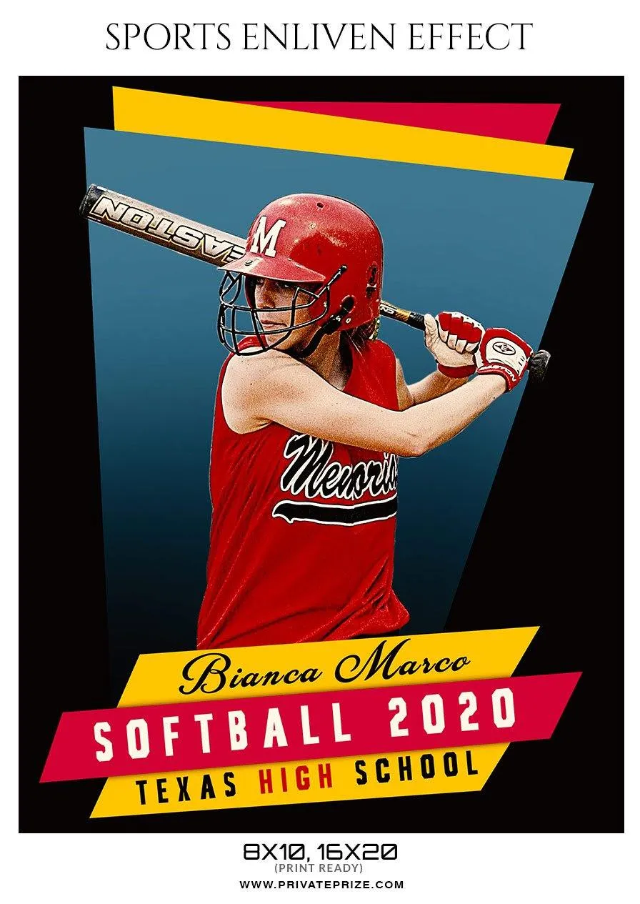 Bianca Marco - Softball Sports Enliven Effect Photography template