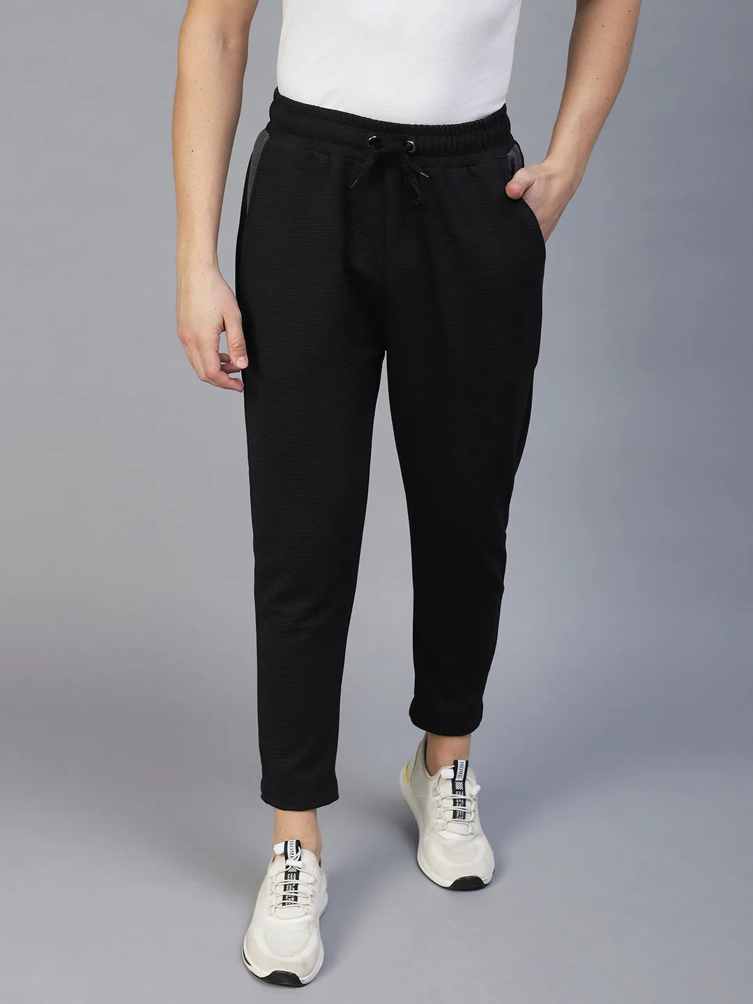 Black Colourblock Poly Corduroy Jogger