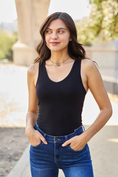 Black Racerback Tank Bodysuit