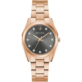 Bulova Surveyor Ladies Rose Gold Watch 97P156