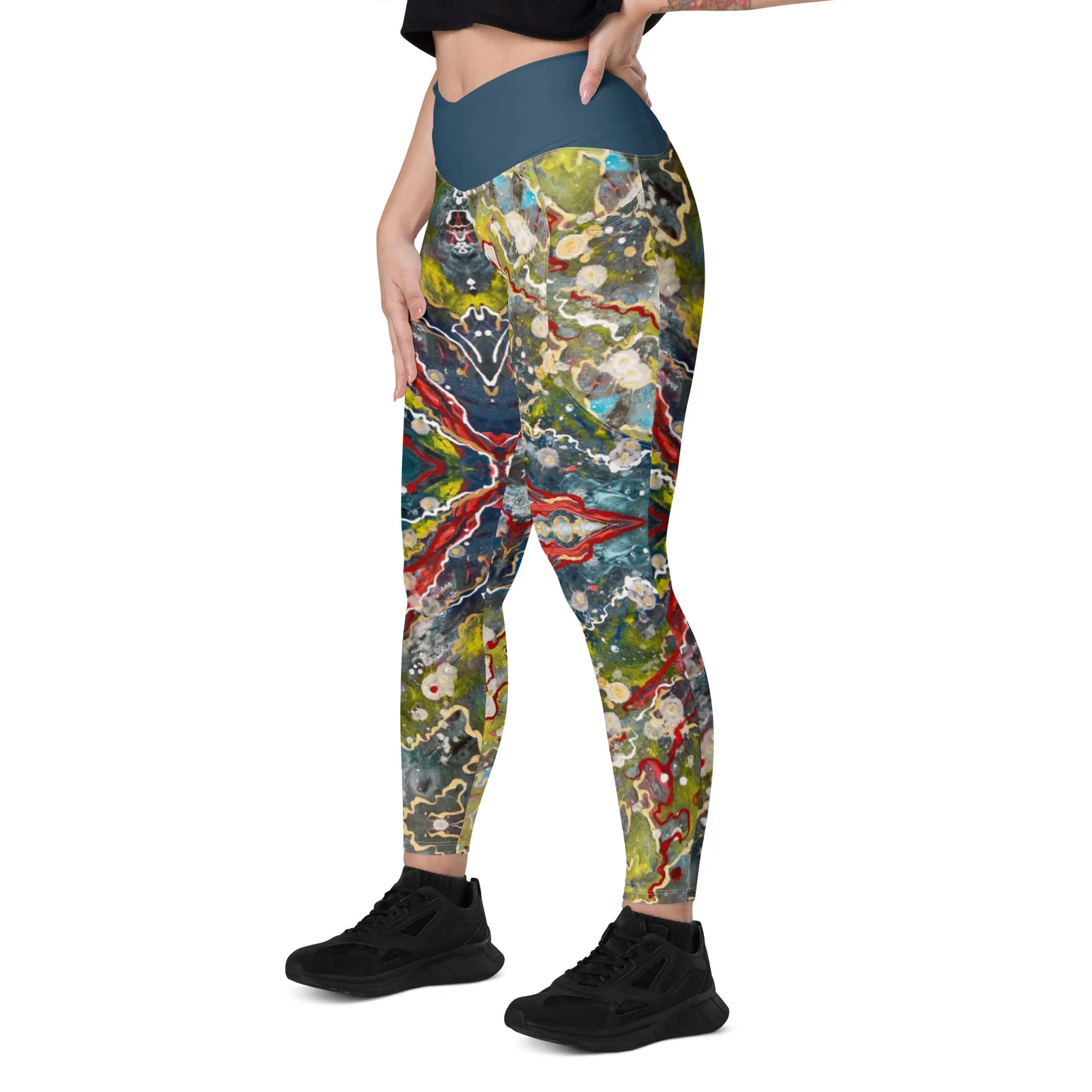 Crossover Leggings, golden galaxy