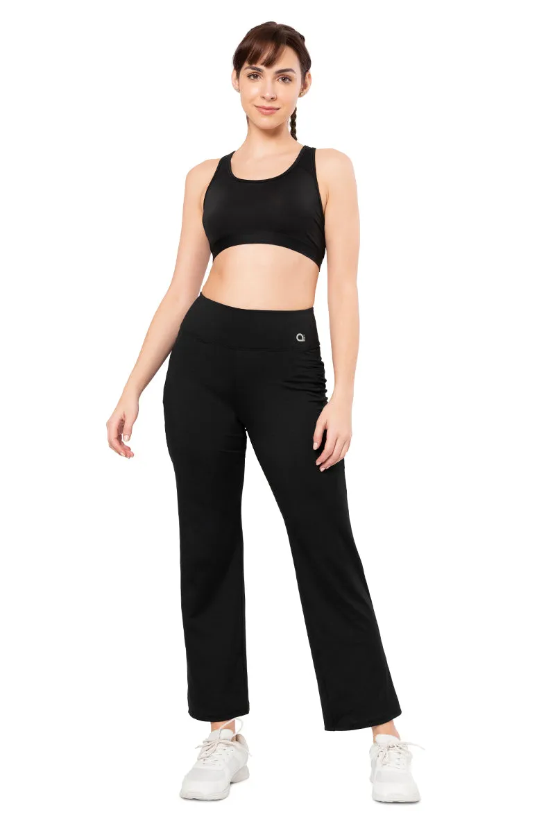 Flaunt Flared High Rise Travel Pants - Jet Black