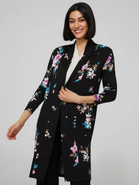 Floral Print Long Open Duster