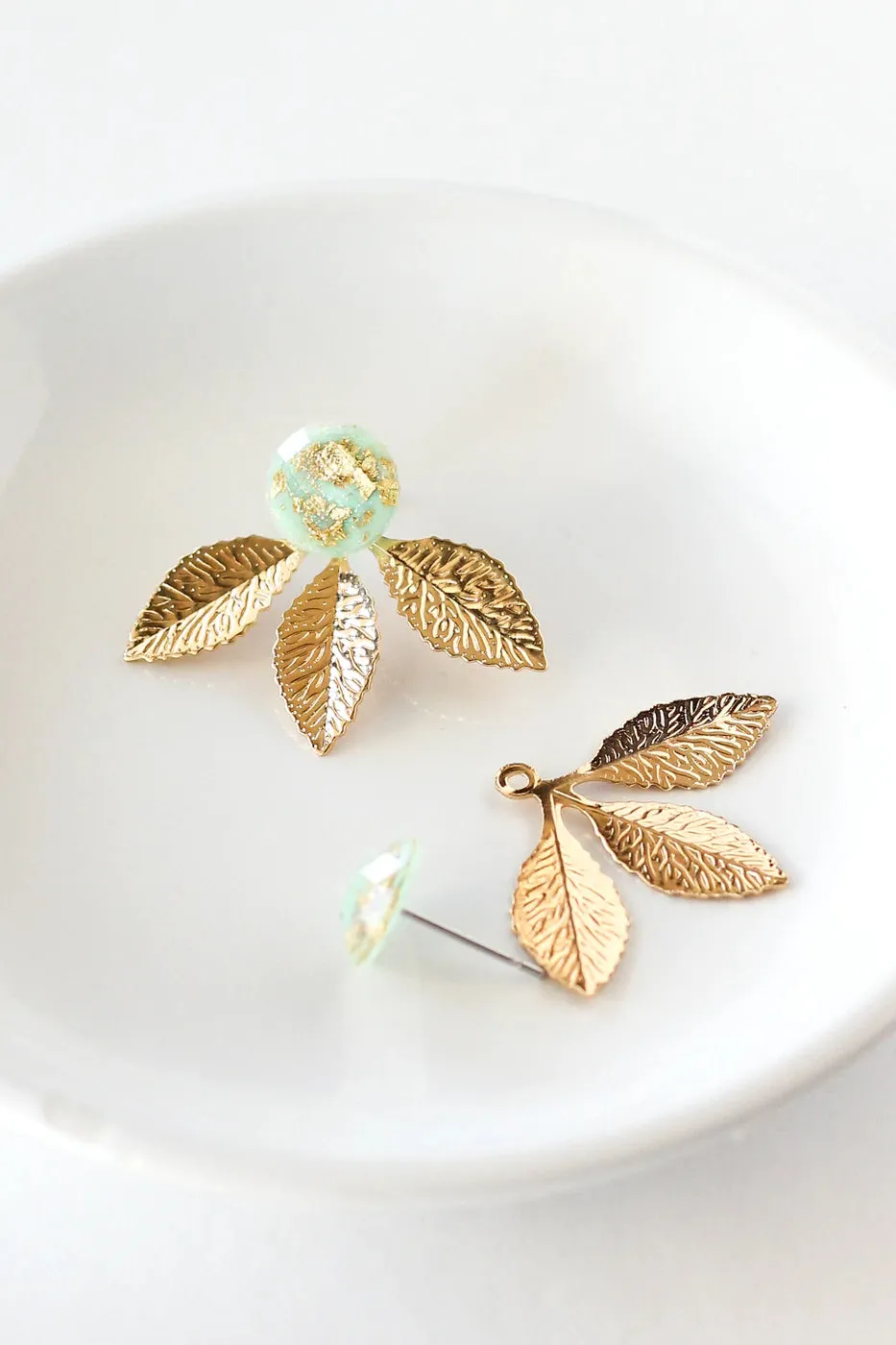 Gold Flake Leaf Ear Jackets