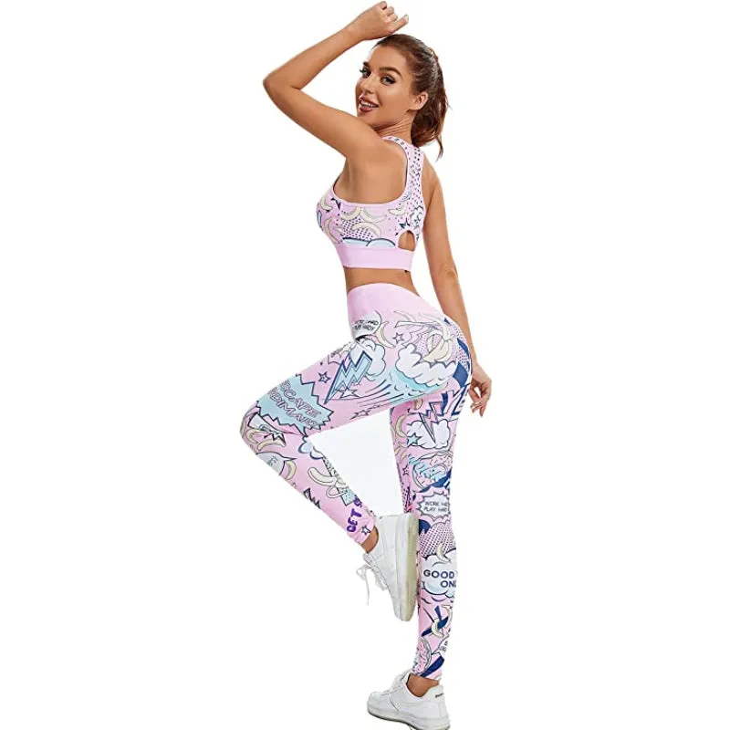 High Waist Boom Print Workout Set