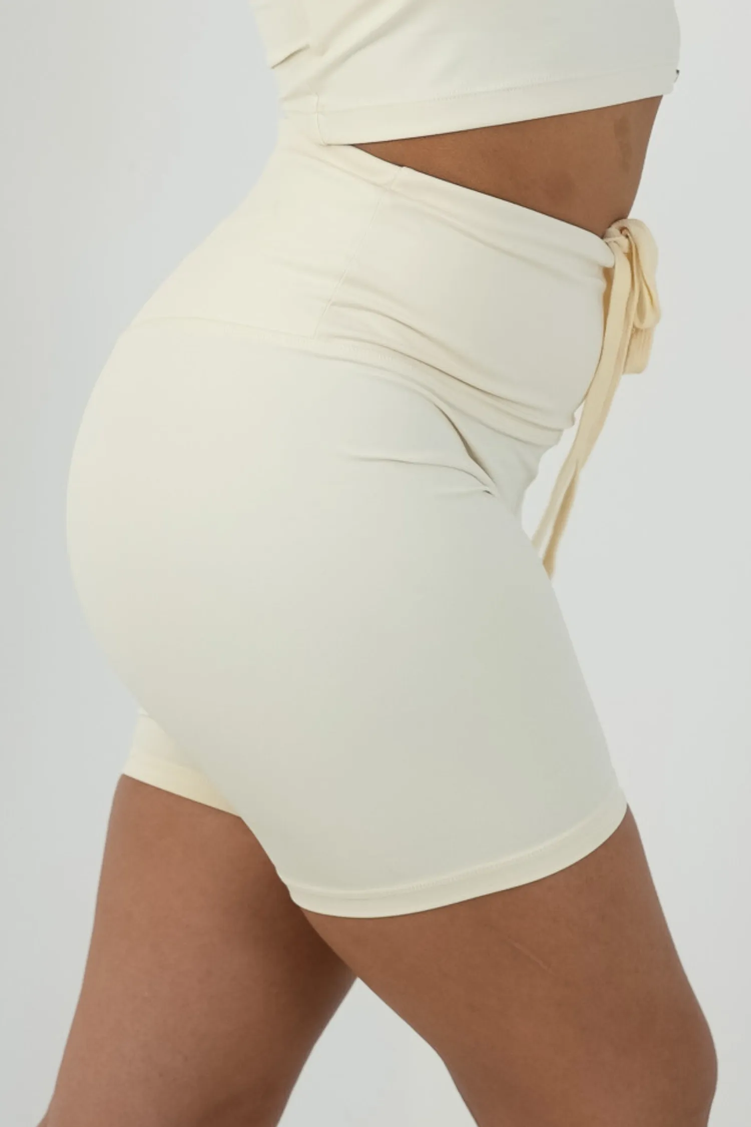 High Waisted Mid Length Shorts Vanilla