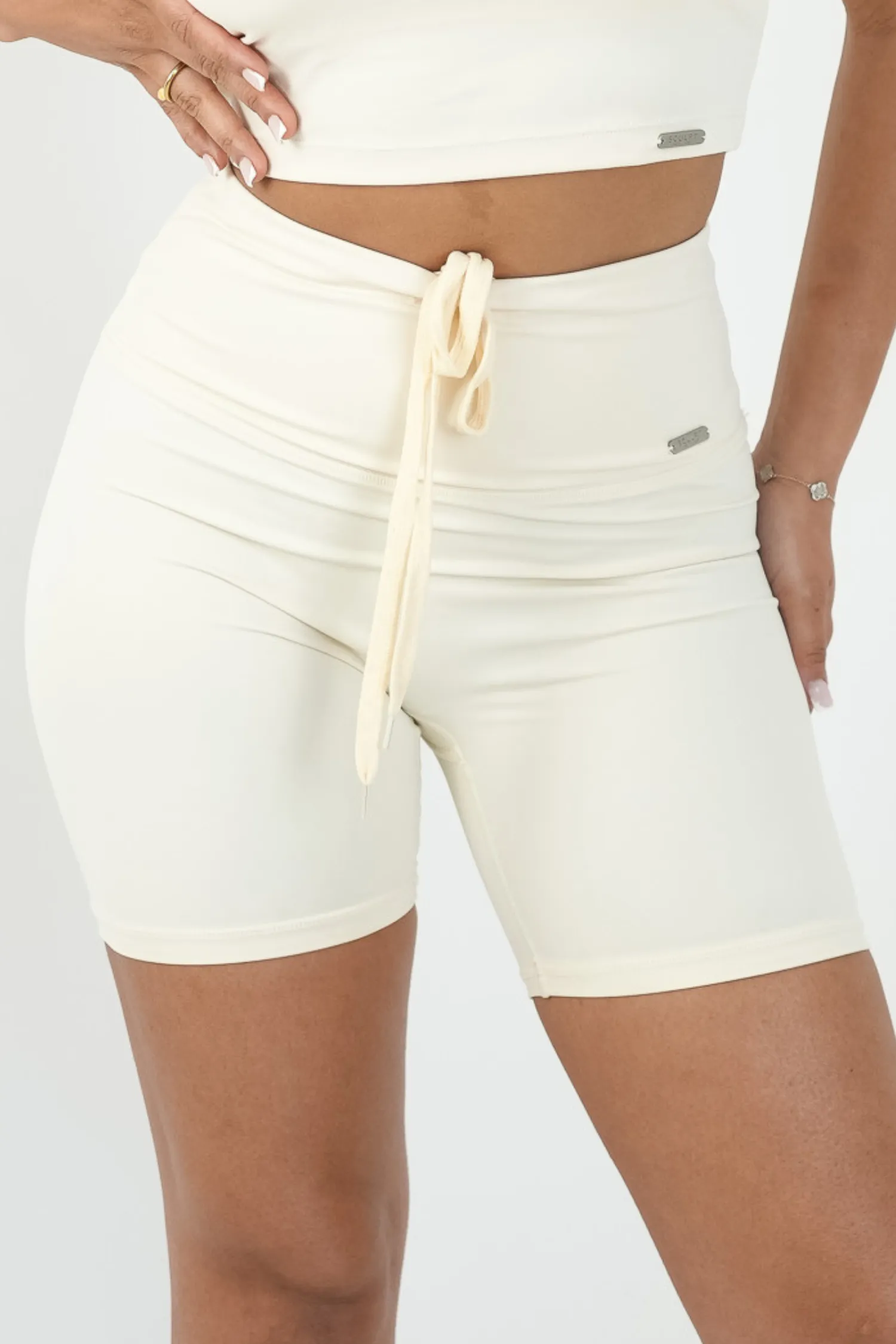 High Waisted Mid Length Shorts Vanilla