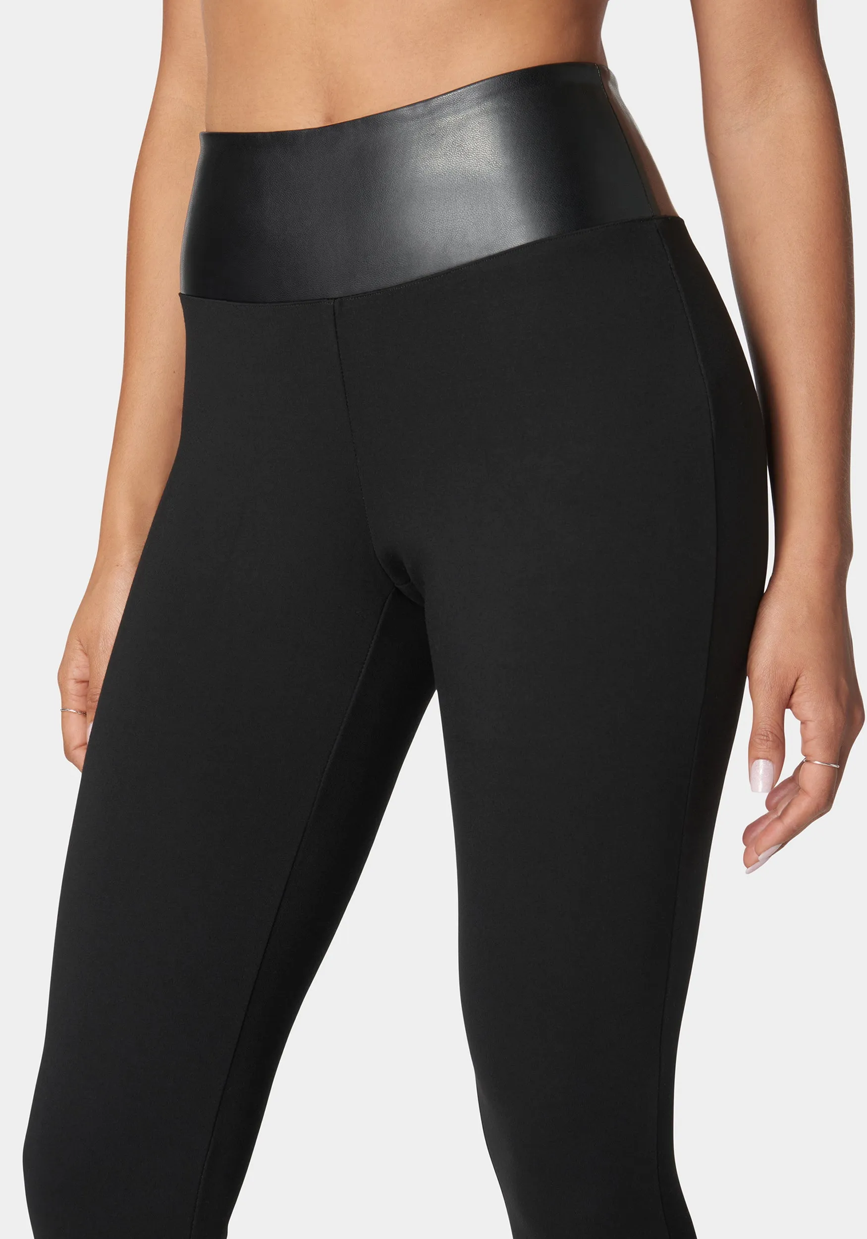 High Waisted Vegan Leather Waist Band Pdr Legging