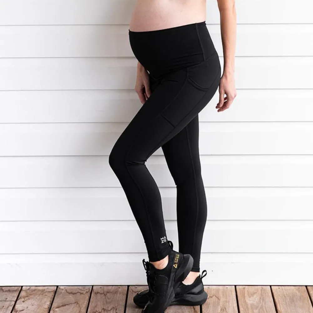 Maternity Leggings - Mama Love Pregnancy & Postpartum Full Length Black