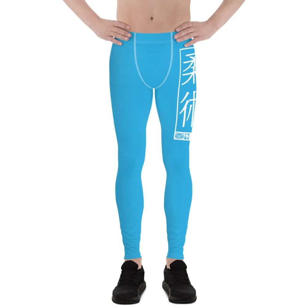 Men's Athletic Workout Leggings For Jiu Jitsu 005 - Cyan