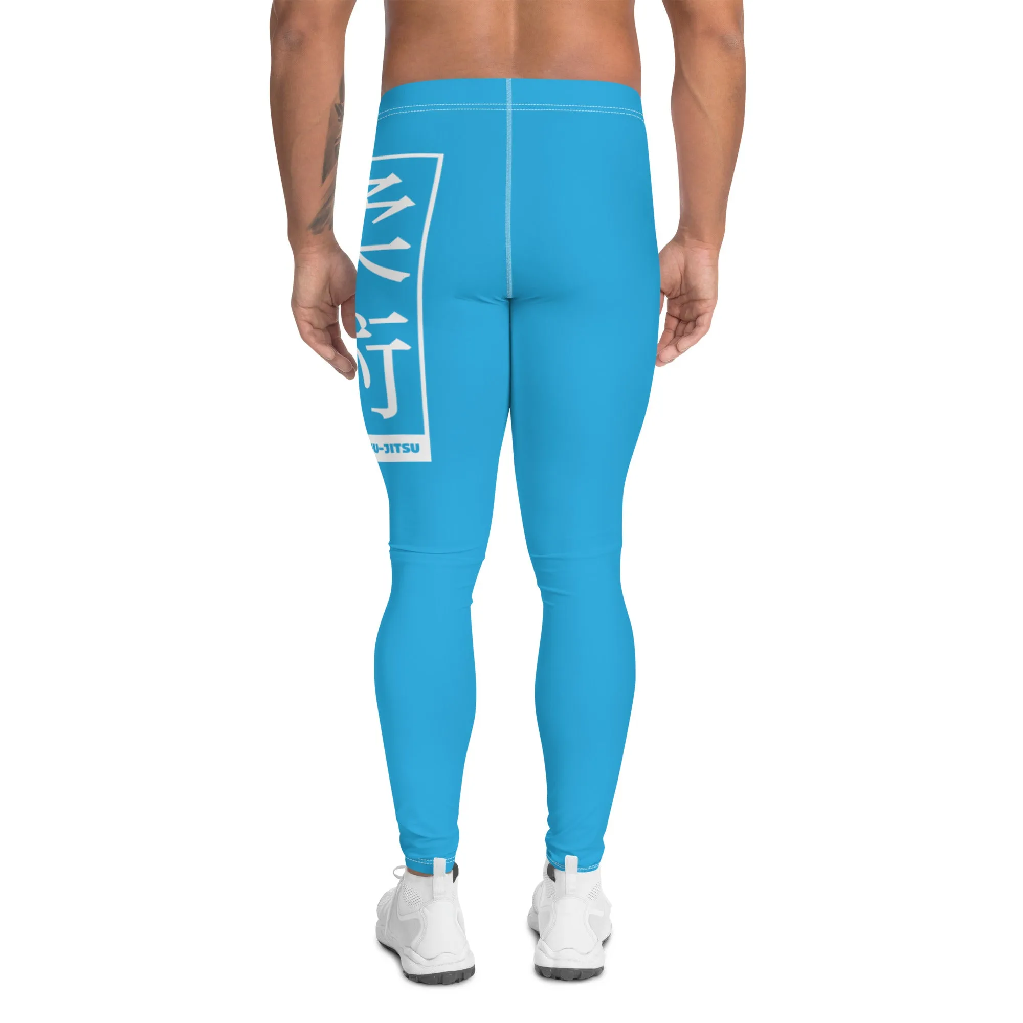 Men's Athletic Workout Leggings For Jiu Jitsu 005 - Cyan