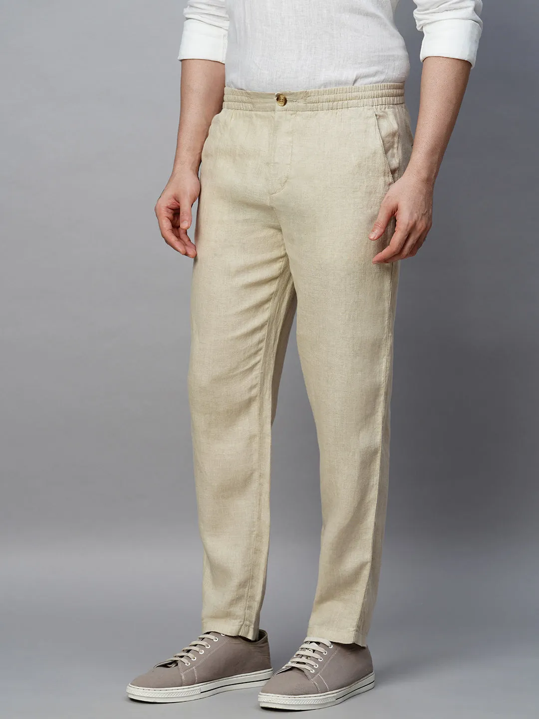 Men's Natural Linen Regular Fit Pant