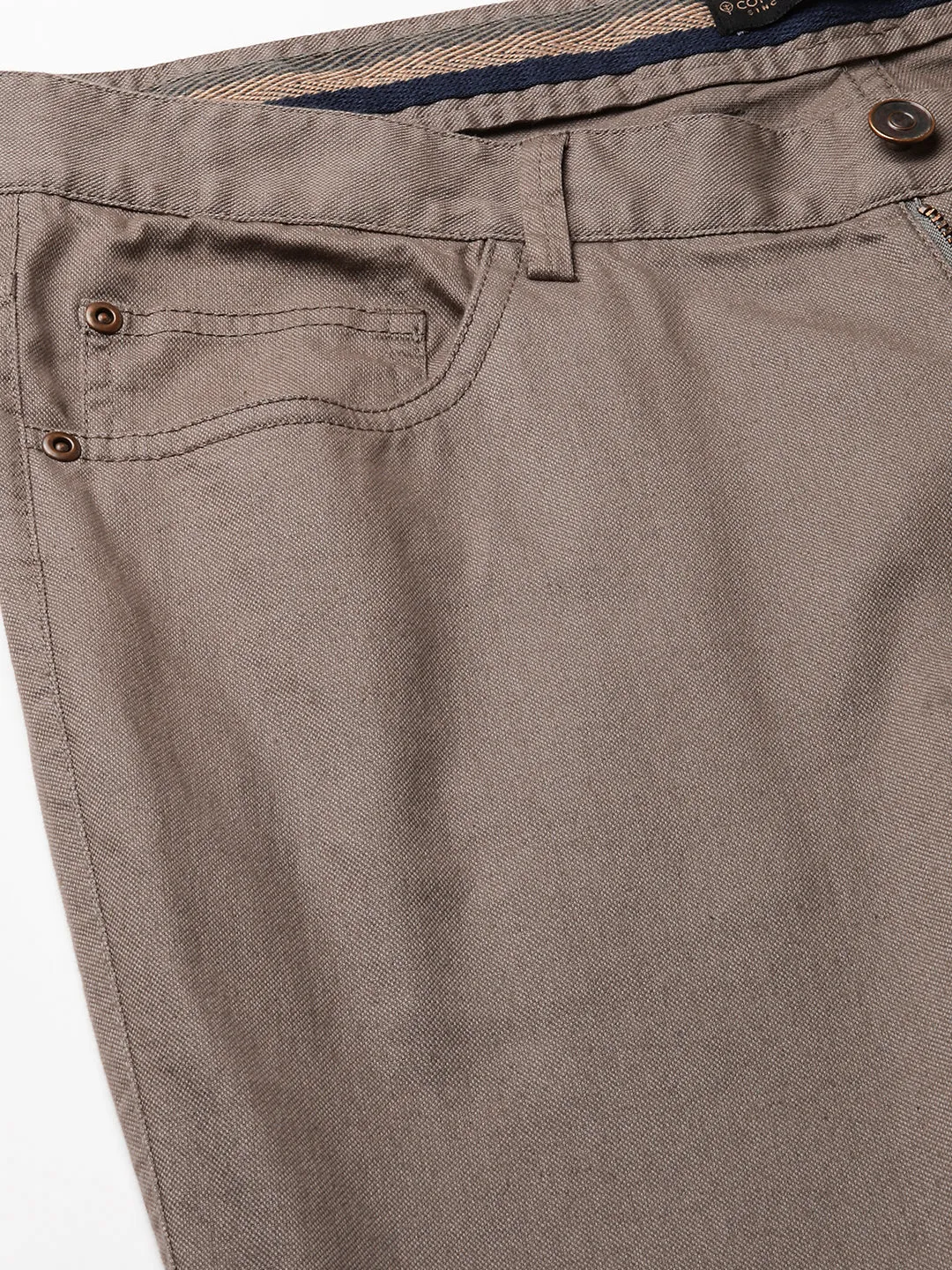 Men's Olive Cotton Lycra Slim Fit Pant