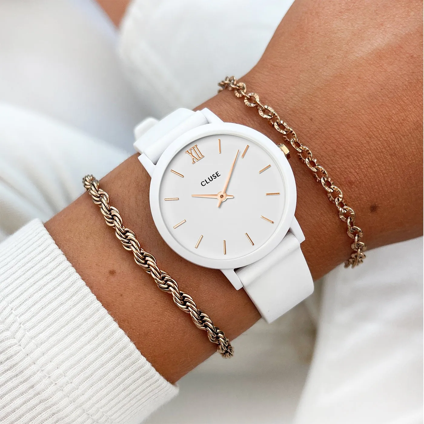 Minuit Nylon White, Rose Gold Colour