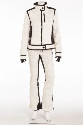 Moncler - 2PC White Puffy Sleeveless Jumpsuit & Jacket -IT 42