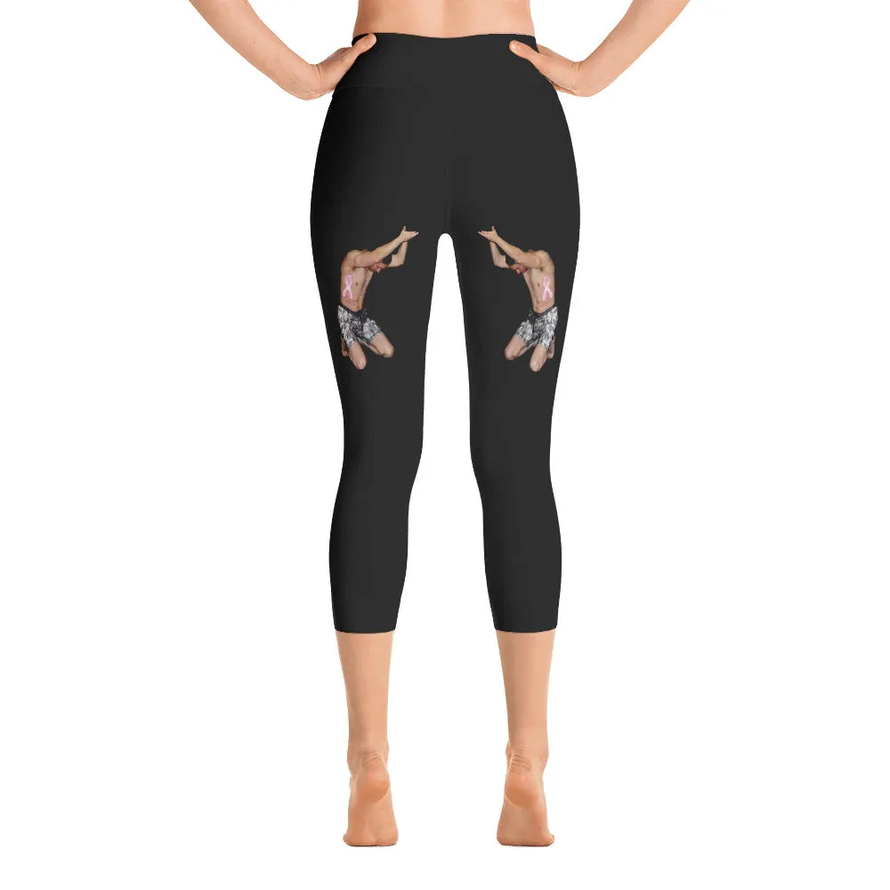 Our best viral yoga capri leggings with woman power - Black Color with White Letters