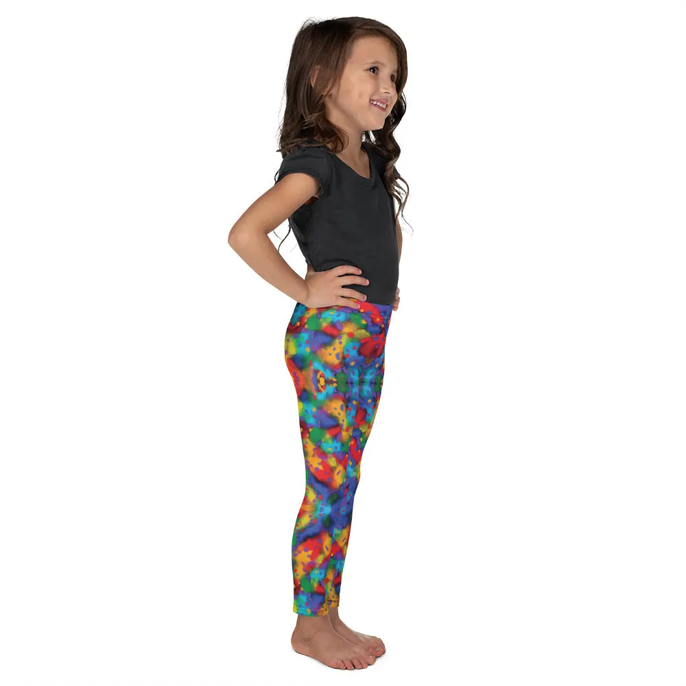 Painted Rainbow Kaleidoscope Kid's Leggings, Toddler, Girls and Boys Matching Family Outfits