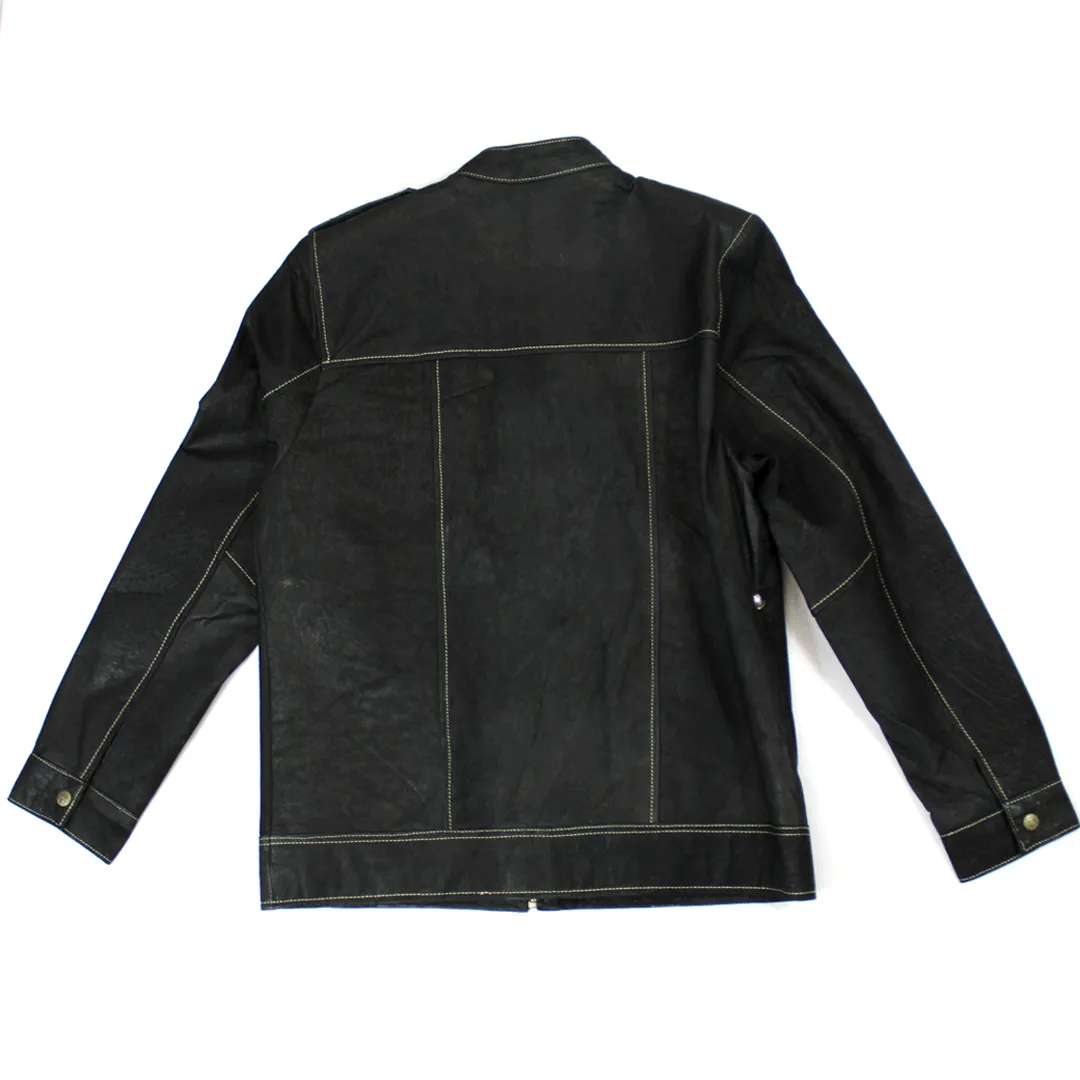 POINTER Black Fashion Zip Leather Jacket