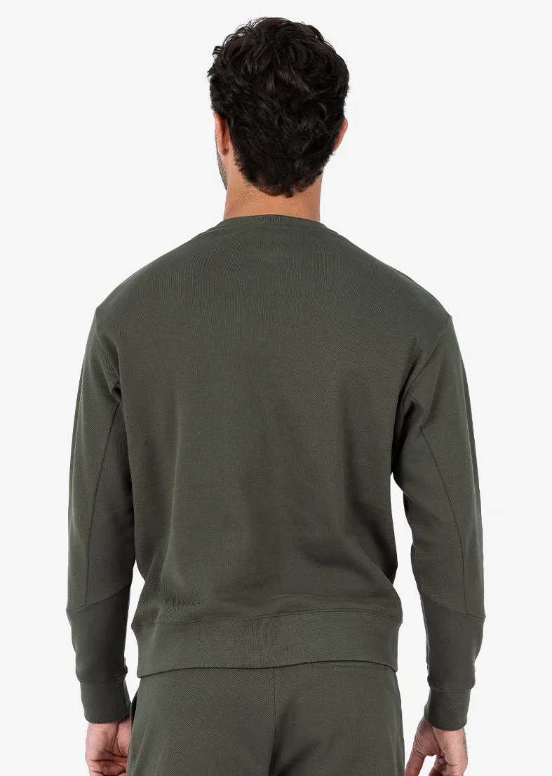 Premium Textured Crew Neck Sweat Army Green