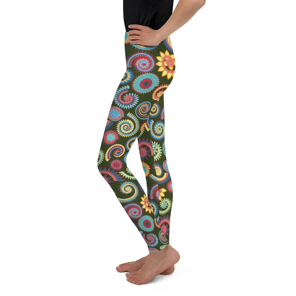 Spring Spiral Youth Leggings for girls boys teens Matching Family outfits