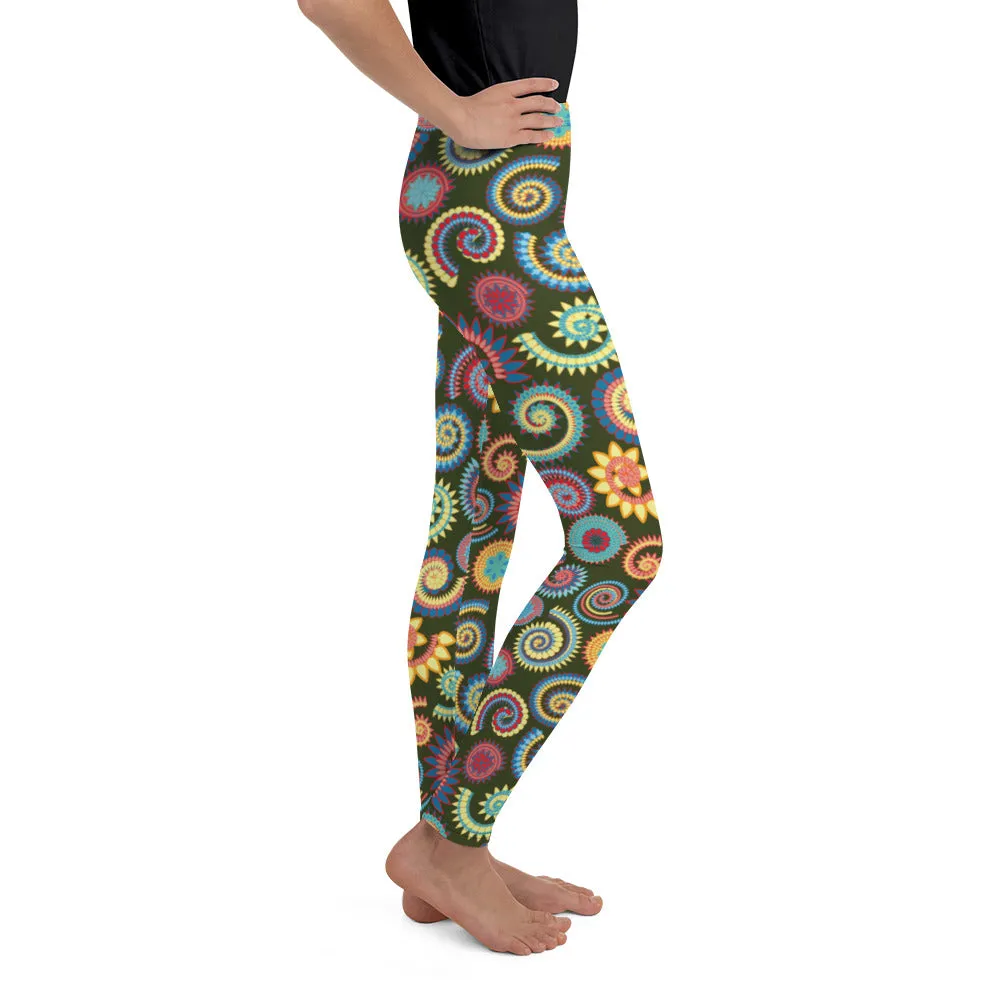 Spring Spiral Youth Leggings for girls boys teens Matching Family outfits