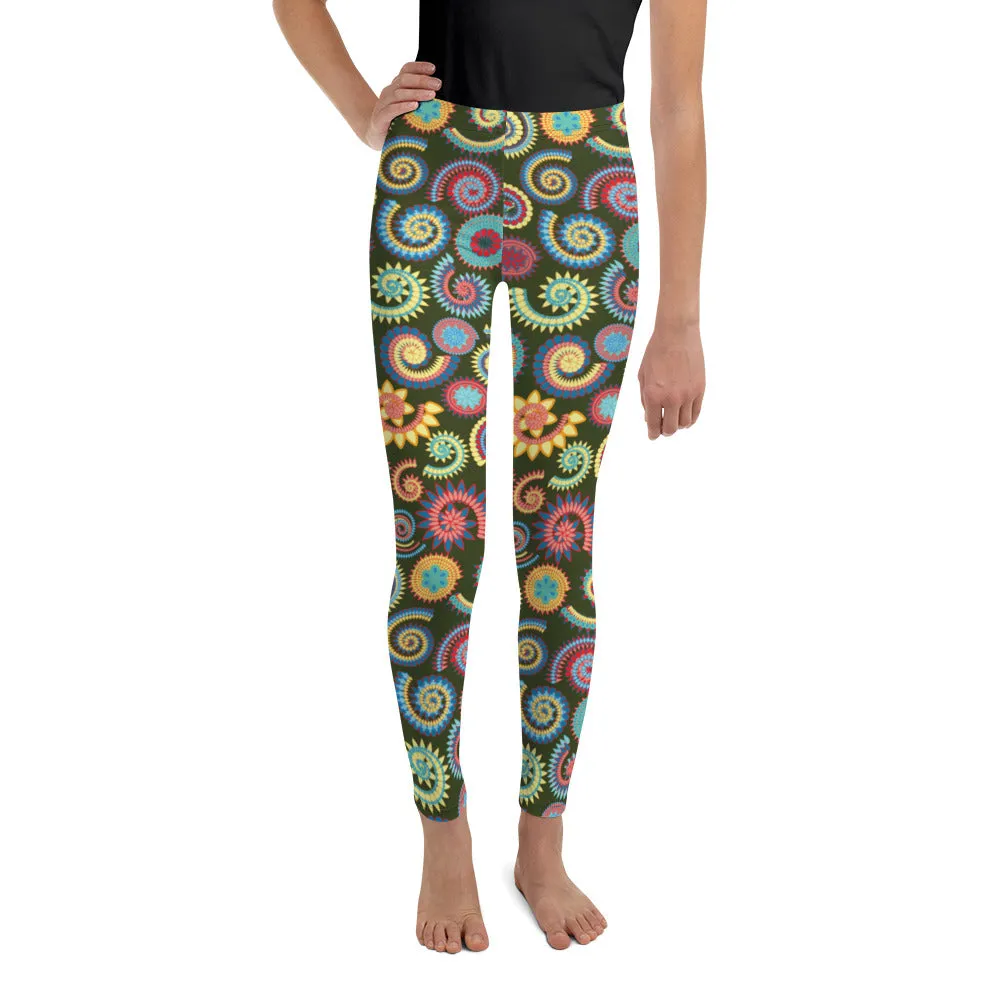 Spring Spiral Youth Leggings for girls boys teens Matching Family outfits