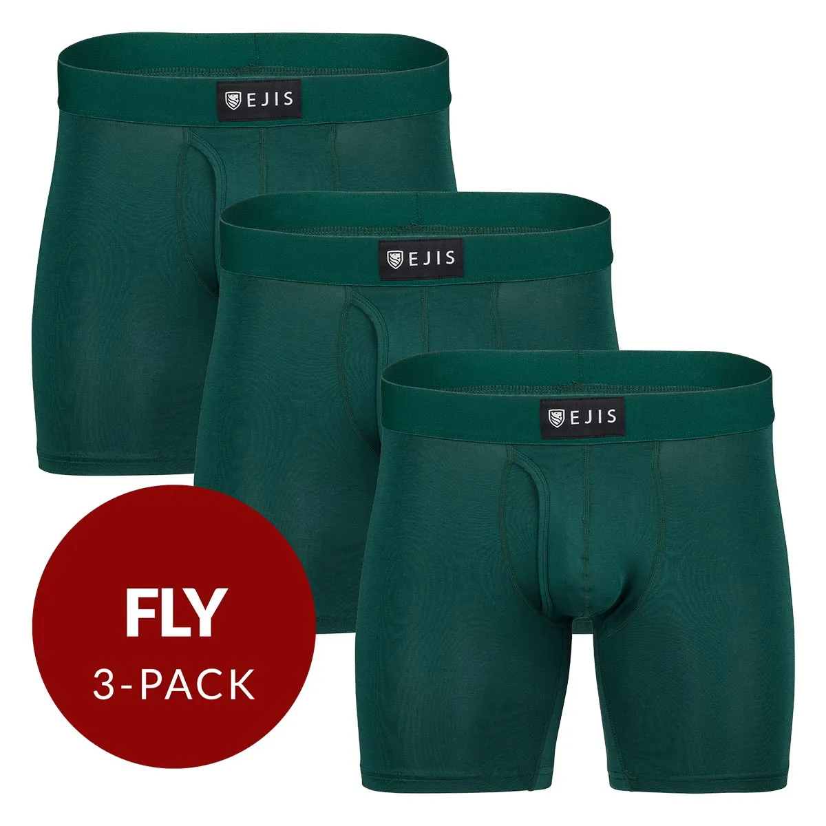 Sweat Proof Men's Boxer Briefs with Fly - Green 3-Pack