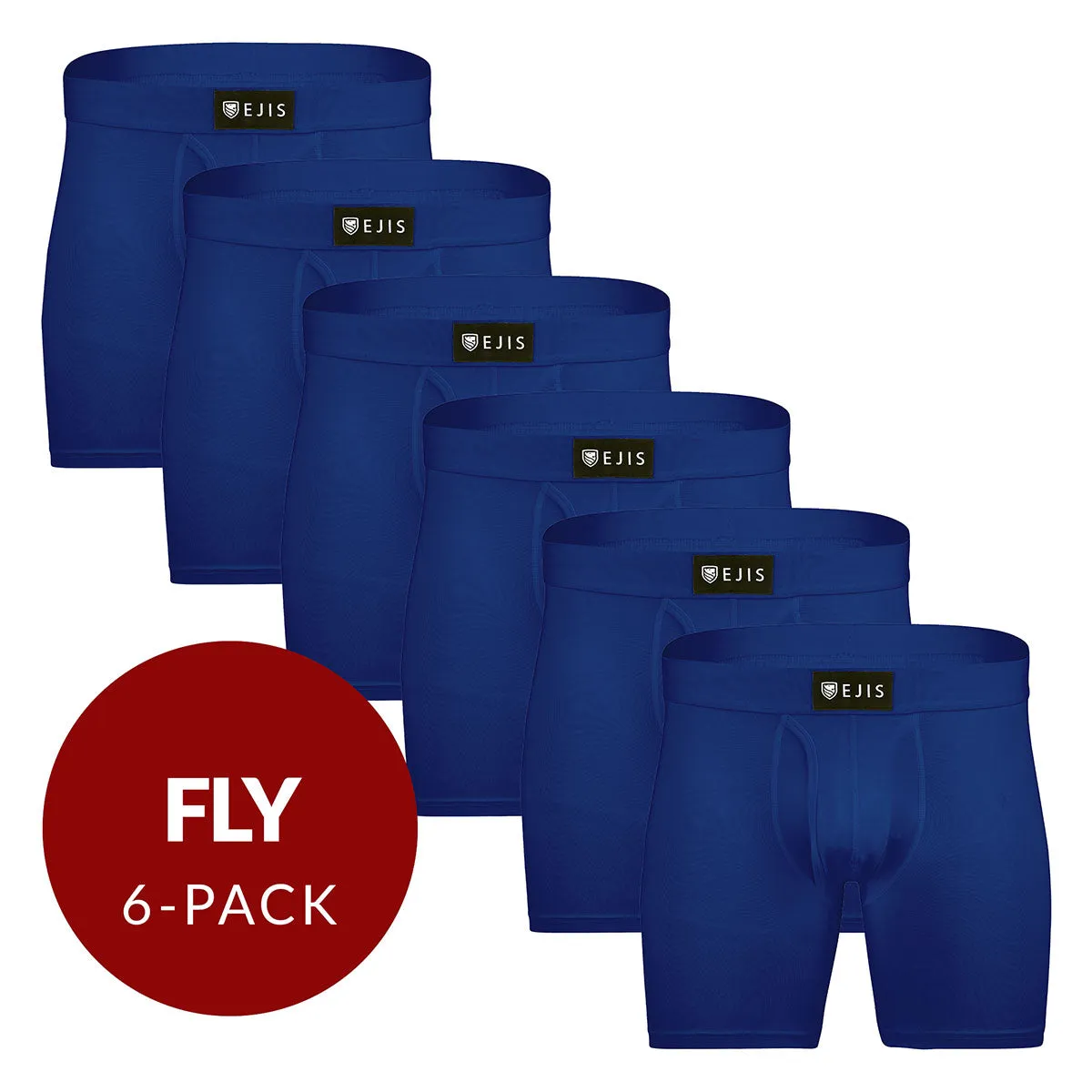 Sweat Proof Men's Boxer Briefs with Fly - Navy 6-Pack