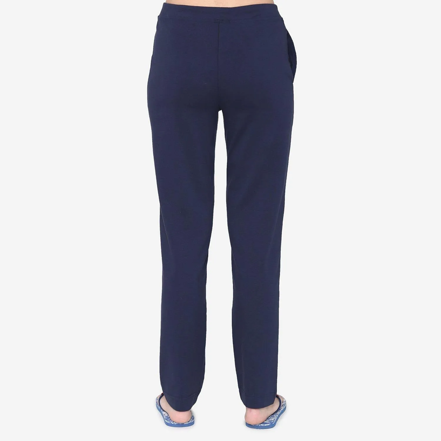 Vami Plain Cotton Rich Relax Lower For  Women - Navy