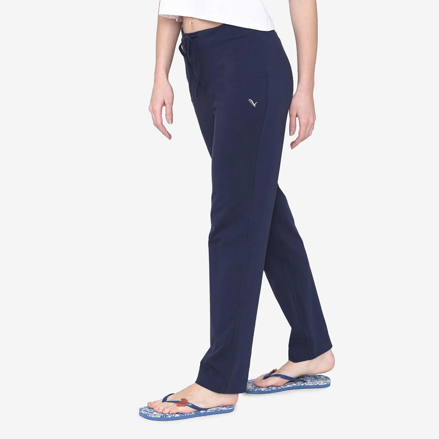 Vami Plain Cotton Rich Relax Lower For  Women - Navy